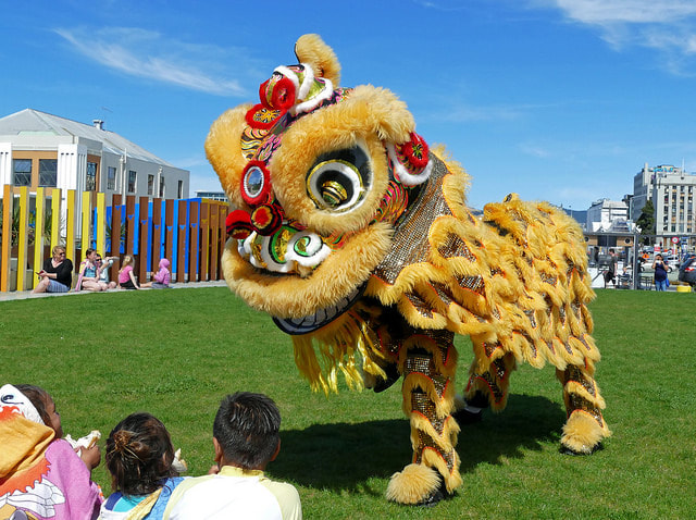 A southern Chinese Lion costume